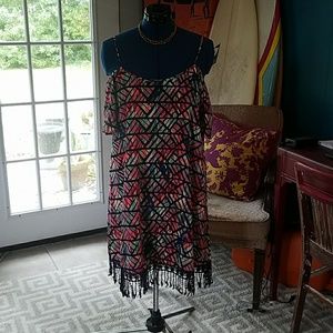 Moa Moa Cold Shoulder Fringe Festival Dress